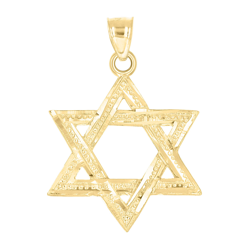 10K Yellow Gold Mens Women Star Of David Religious Charm Pendant