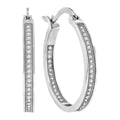 925 Sterling Silver Womens Cubic Zirconia Single Row Hoop Earrings