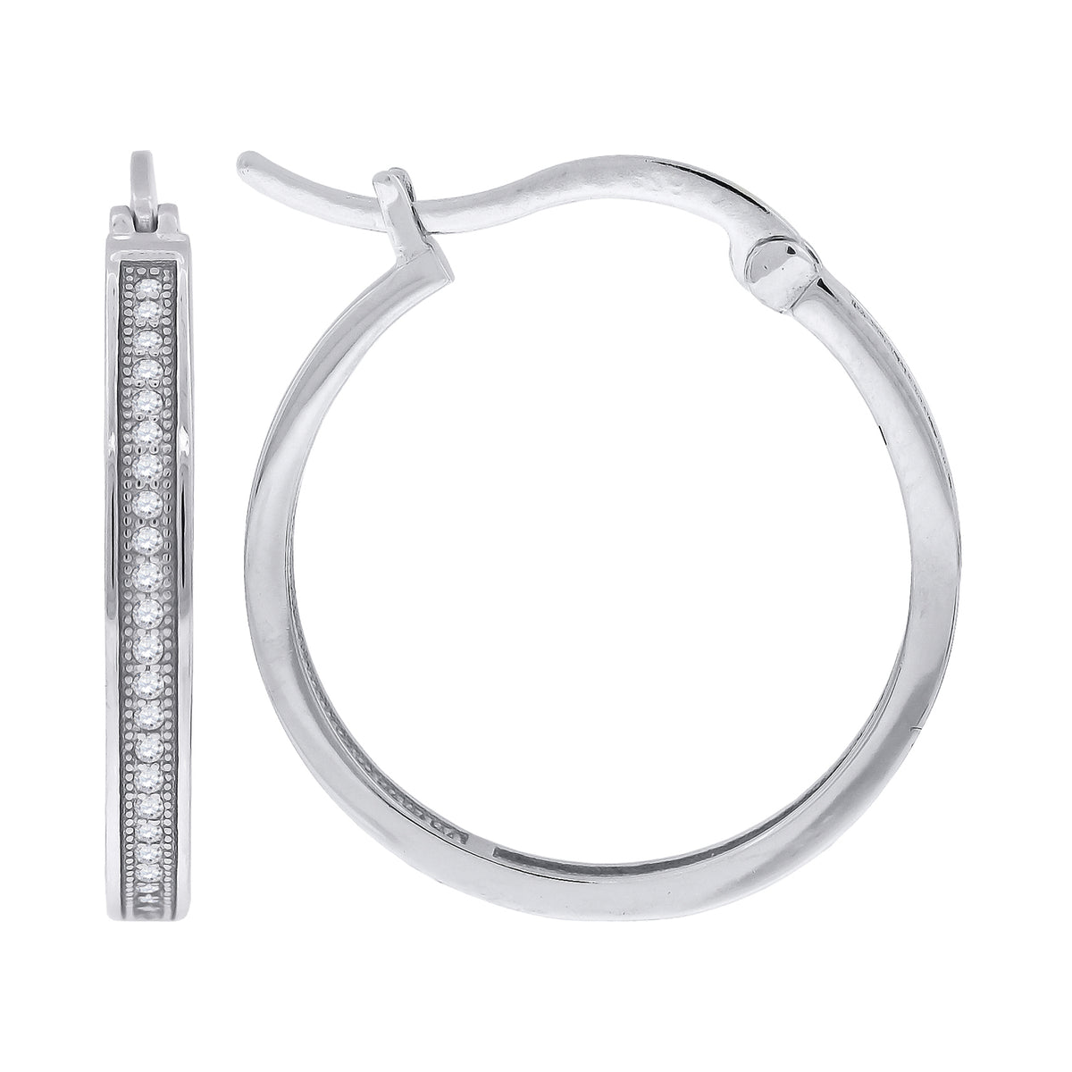 925 Sterling Silver Womens Cubic Zirconia Single Row Migraine Huggie Hoop Earrings