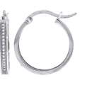 925 Sterling Silver Womens Cubic Zirconia Single Row Migraine Huggie Hoop Earrings