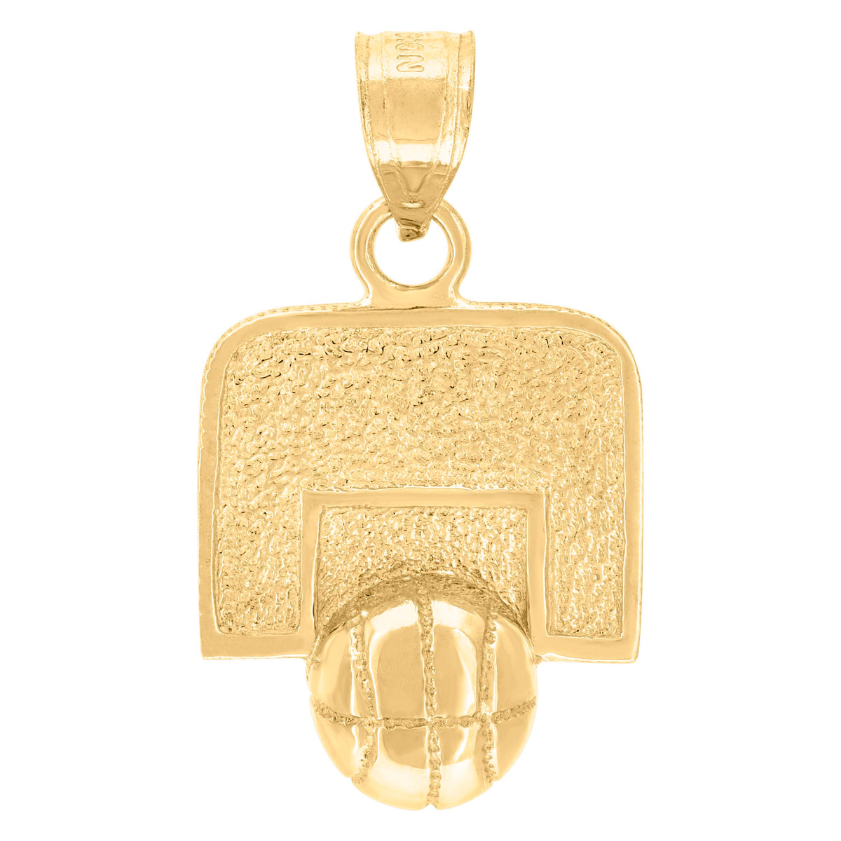 10K Yellow Gold Diamond-Cut Mens Basket Ball Sports Charm Pendant