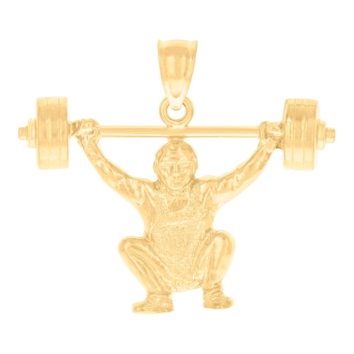 10K Yellow Gold Mens Weight Lifting Sports Charm Pendant