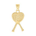 10K Yellow Gold Diamond-Cut Unisex Tennis Racquets Sports Charm Pendant