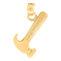 10K Yellow Gold Diamond-Cut Mens Hammer Tools Charm Pendant
