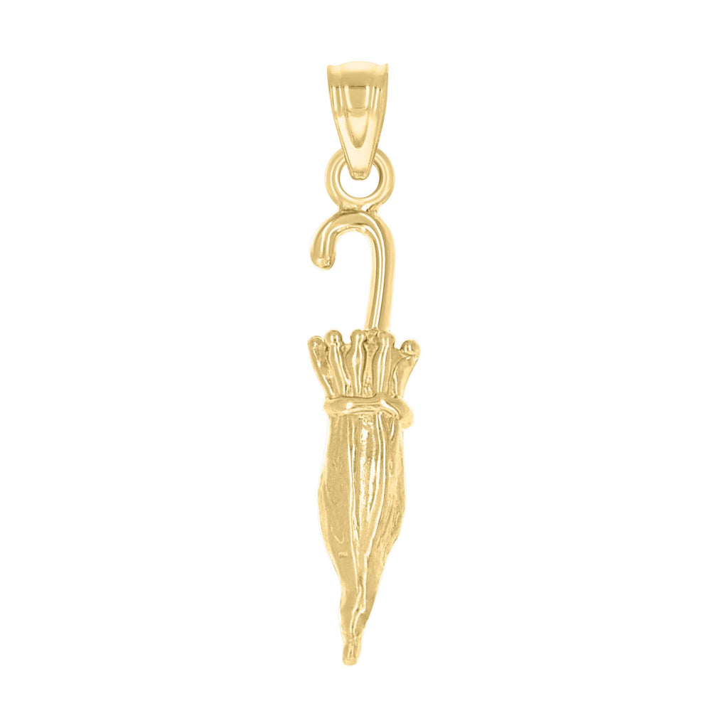 10K Yellow Gold Unisex Umbrella Tools Charm Pendant