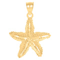 10K Yellow Gold Diamond-Cut Womens Star Fish Animal Charm Pendant