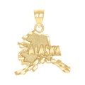 10K Yellow Gold Textured Unisex Alaska State Charm Pendant