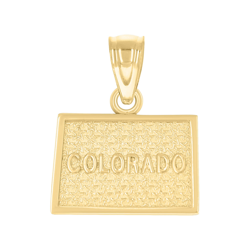 10K Yellow Gold Textured Unisex Colorado Charm Pendant