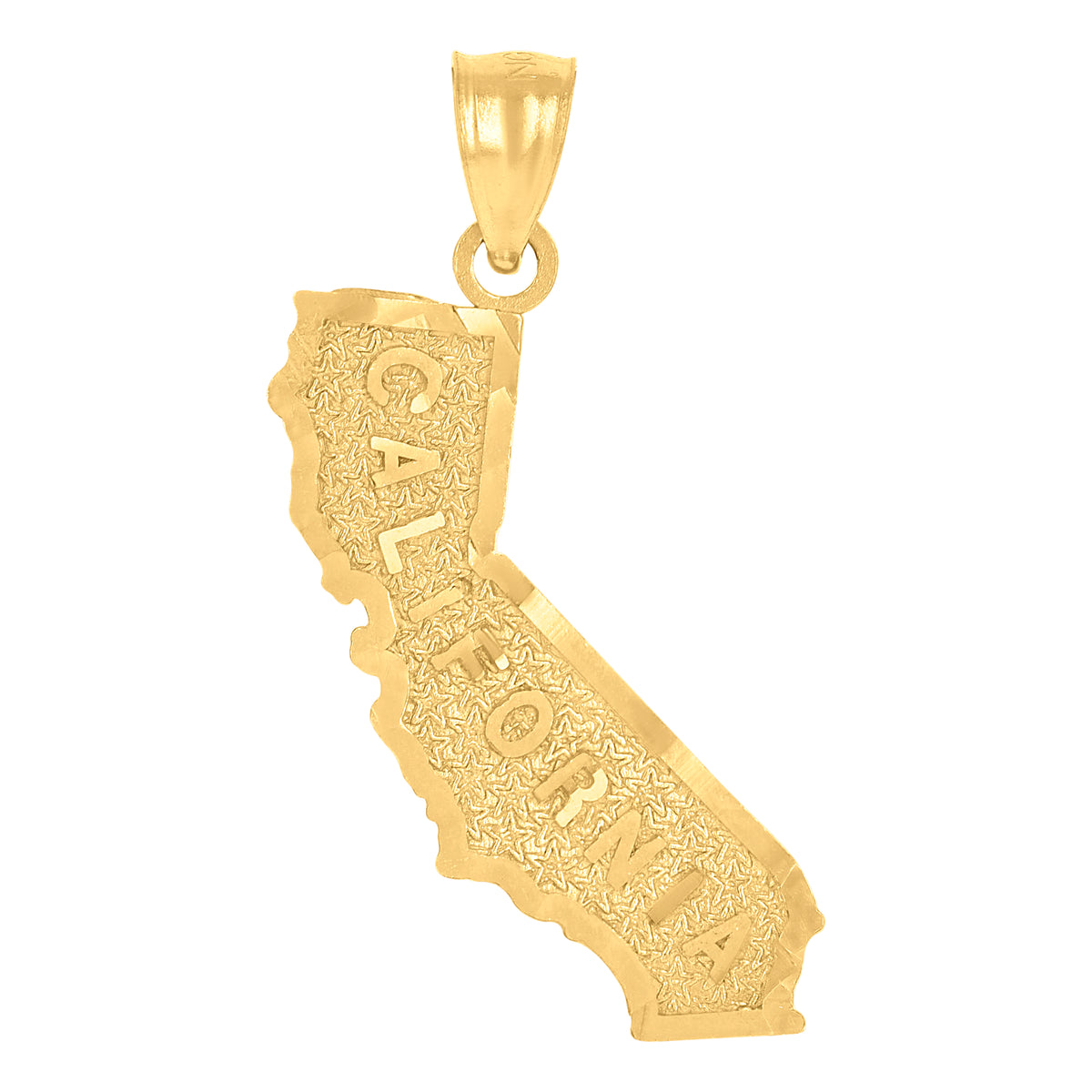 10K Yellow Gold Textured Unisex California State Charm Pendant