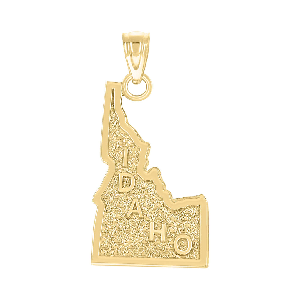 10K Yellow Gold Mens IDAHO American State Charm Pendant