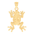 10K Yellow Gold Diamond-Cut Textured Unisex Toad Frog Animal Charm Pendant