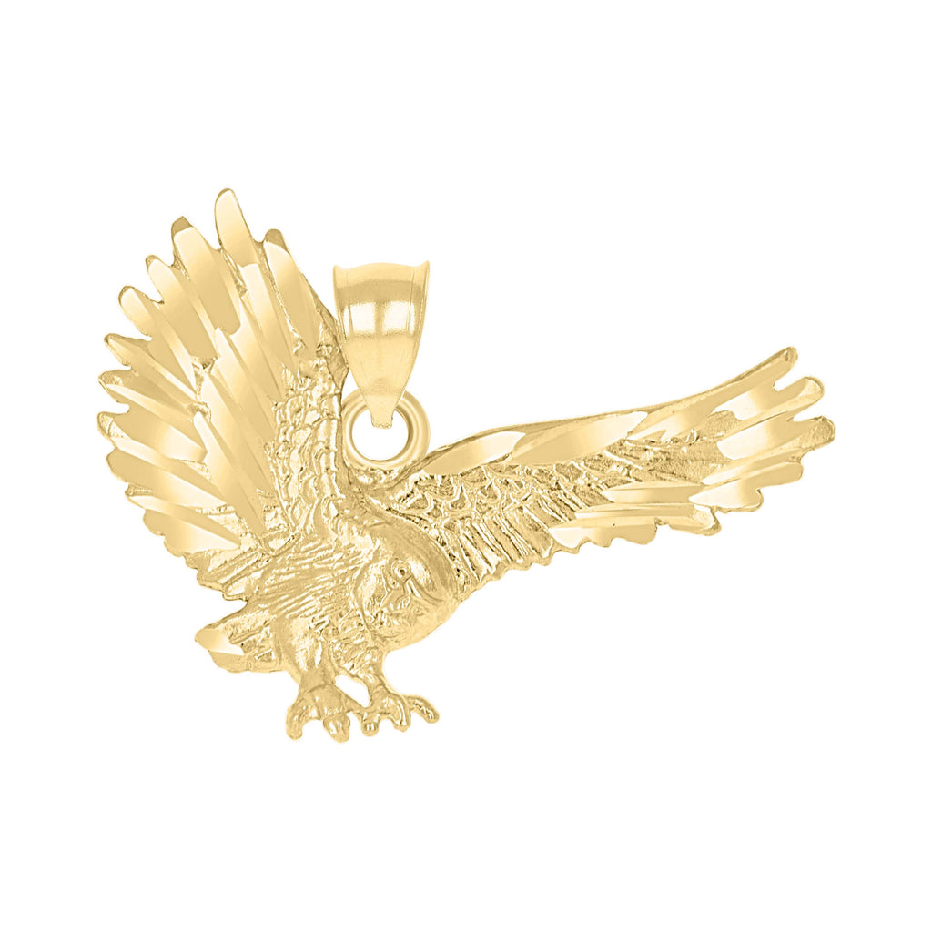 10K Yellow Gold Diamond-Cut Unisex Eagle Animal Charm Pendant