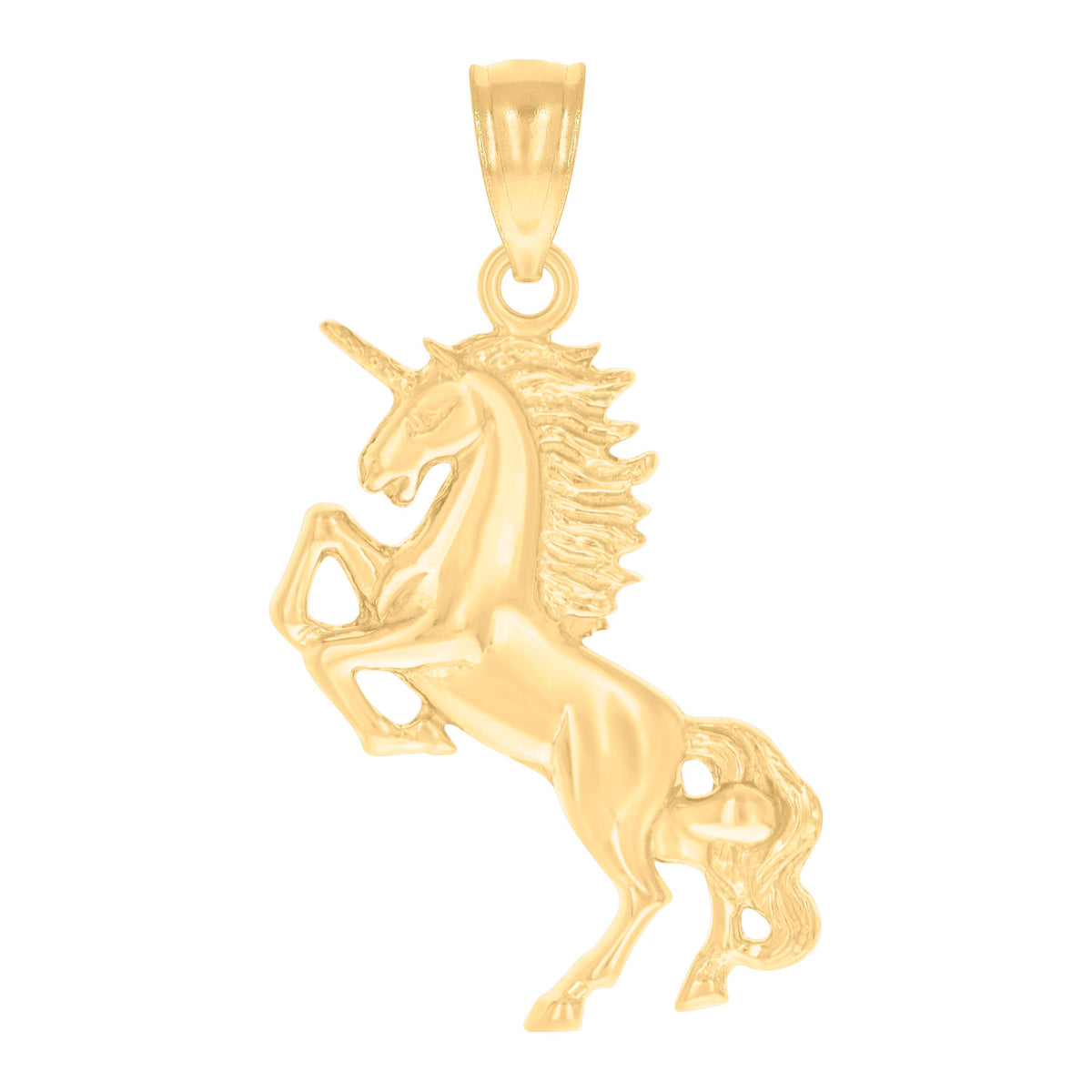 10K Yellow Gold Unisex Unicorn Animal Charm Pendant