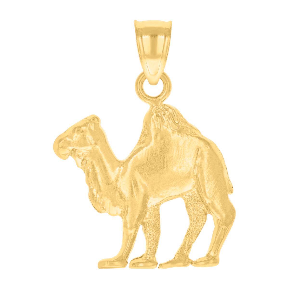 10K Yellow Gold Diamond-Cut Unisex Camel Animal Charm Pendant