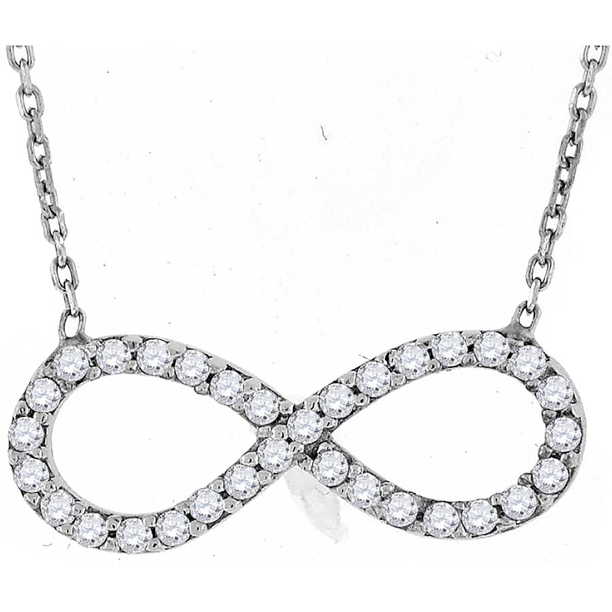 925 Sterling Silver Women Cubic Zirconia Rolo Link Infinity Necklace