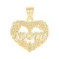 10K Gold Two-Tone Womens Mom Heart Charm Pendant