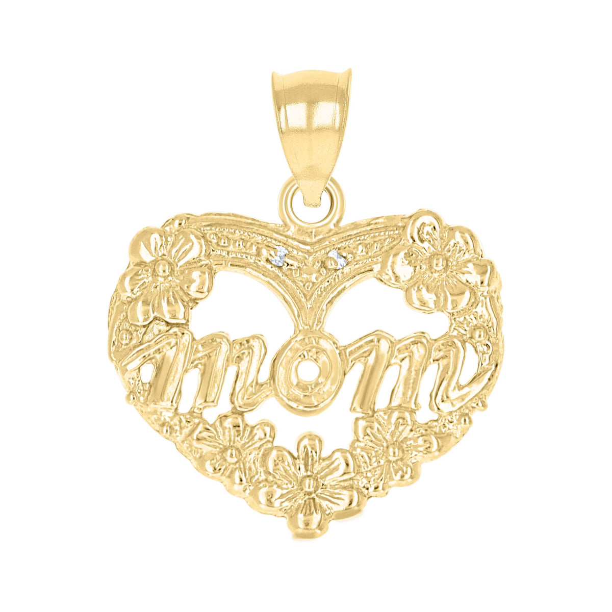 10K Gold Two-Tone Womens Mom Heart Charm Pendant