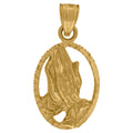 10K Yellow Gold Unisex Praying Hands Religious Charm Pendant