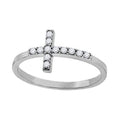 925 Sterling Silver Cubic Zirconia Sideways Cross Sizes 6 To 9 Womens Religious Ring