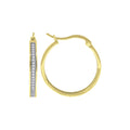 925 Sterling Silver Yellow-Tone Womens Cubic Zirconia Single Row Migraine Huggie Hoop Earrings