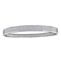 925 Sterling Silver Womens Micropave Cubic Zirconia Fancy Bangle