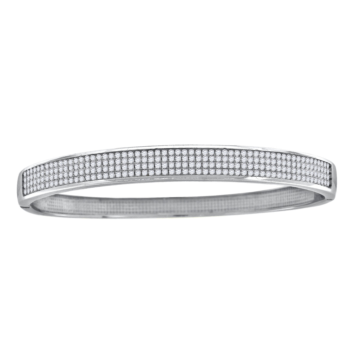 925 Sterling Silver Womens Micropave Cubic Zirconia Fancy Bangle