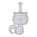 925 Sterling Silver Womens Cubic-Zirconia Kitty Cat Animal Charm Pendant