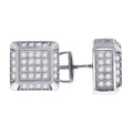 925 Sterling Silver Womens Cubic Zirconia Square Stud Earrings