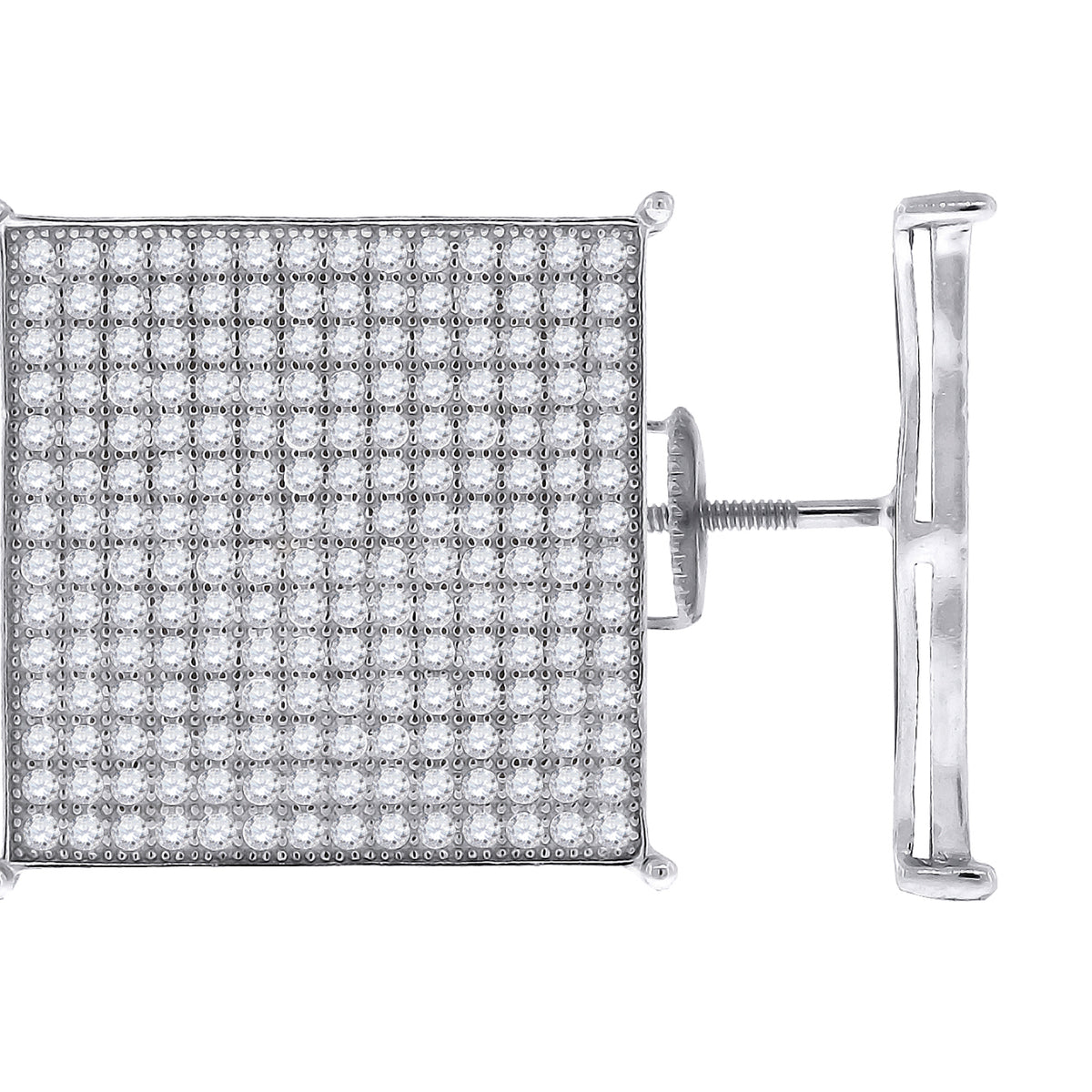 925 Sterling Silver Womens Cubic Zirconia Square Stud Earrings