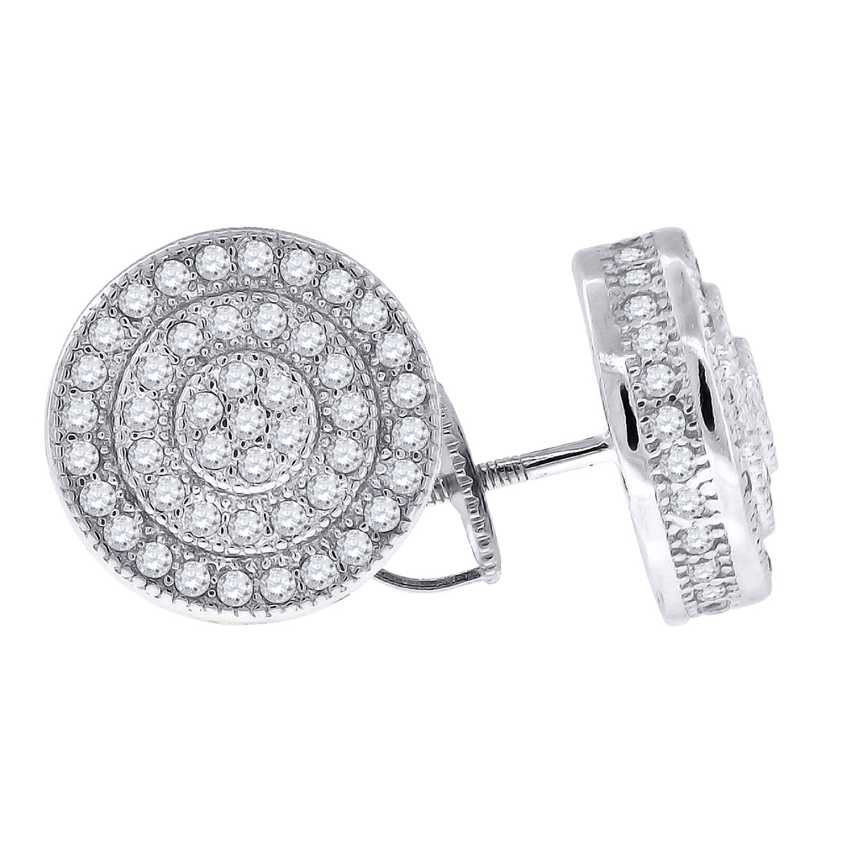 925 Sterling Silver Womens Cubic Zirconia Round Stud Earrings