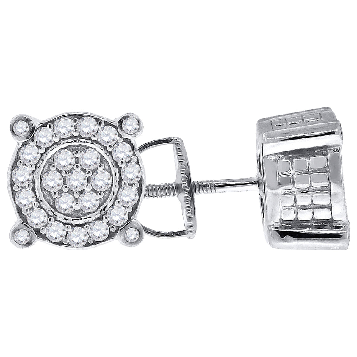 925 Sterling Silver Womens Cubic Zirconia Round Stud Earrings