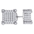 925 Sterling Silver Womens Cubic Zirconia Square Stud Earrings