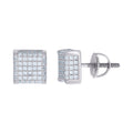 925 Sterling Silver Womens Cubic Zirconia Square Stud Earrings