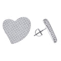 925 Sterling Silver Womens Cubic Zirconia Heart Stud Earrings