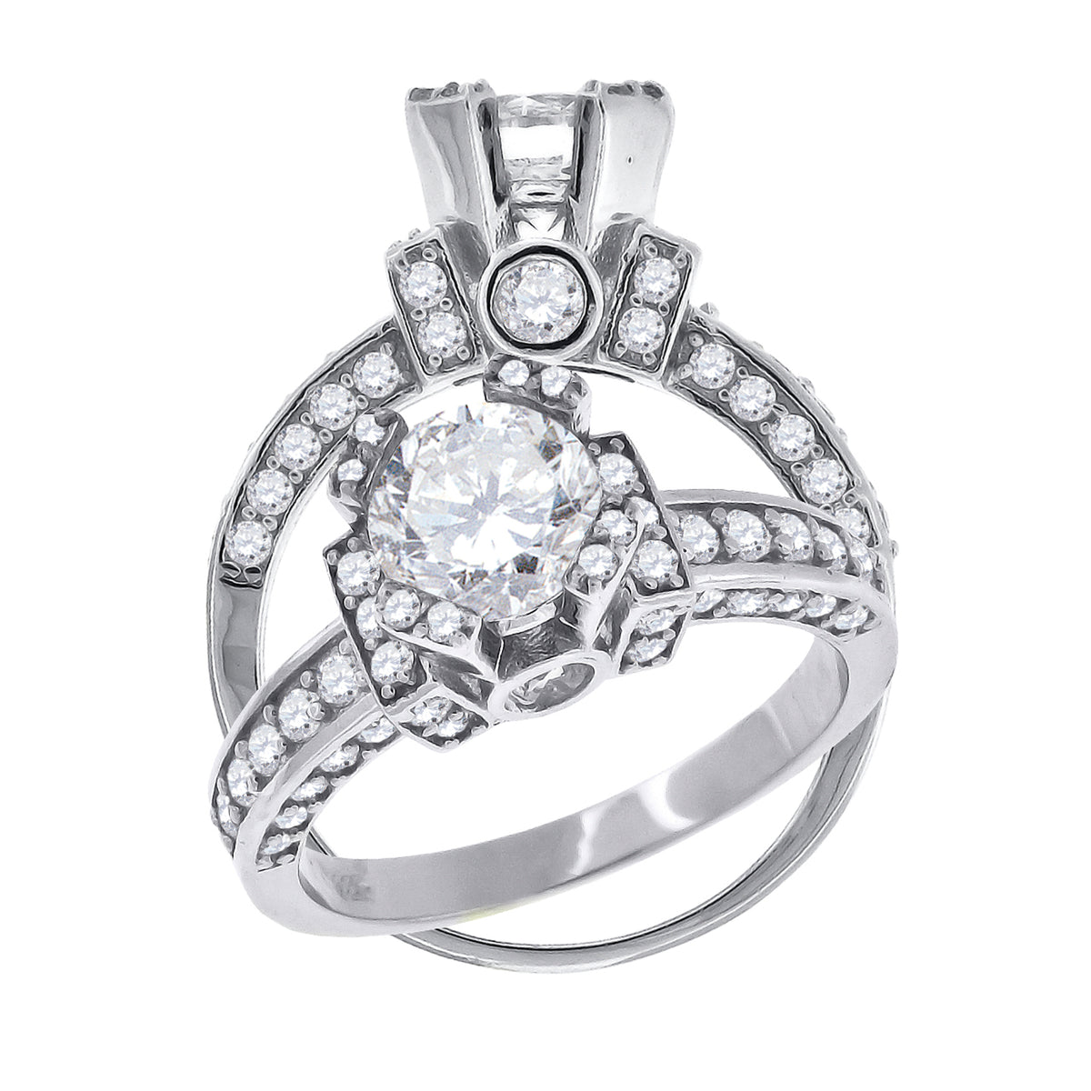925 Sterling Silver Womens Cubic Zirconia Engagement Ring Size 7