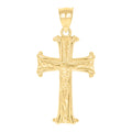 10K Yellow Gold Textured Unisex Cross Crucifix Religious Charm Pendant