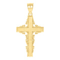 10K Yellow Gold Diamond-Cut Unisex Cross Religious Charm Pendant