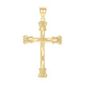 10K Yellow Gold Diamond-Cut Unisex Cross Religious Charm Pendant