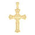10K Yellow Gold Diamond-Cut Unisex Cross Religious Charm Pendant