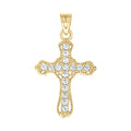 10K Yellow Gold Unisex Cubic Zirconia Cubic-Zirconia Cross Religious Charm Pendant