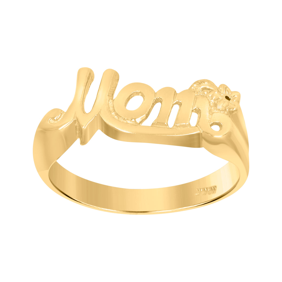 10K Two-Tone Gold Womens Mom Flower Ring Band
