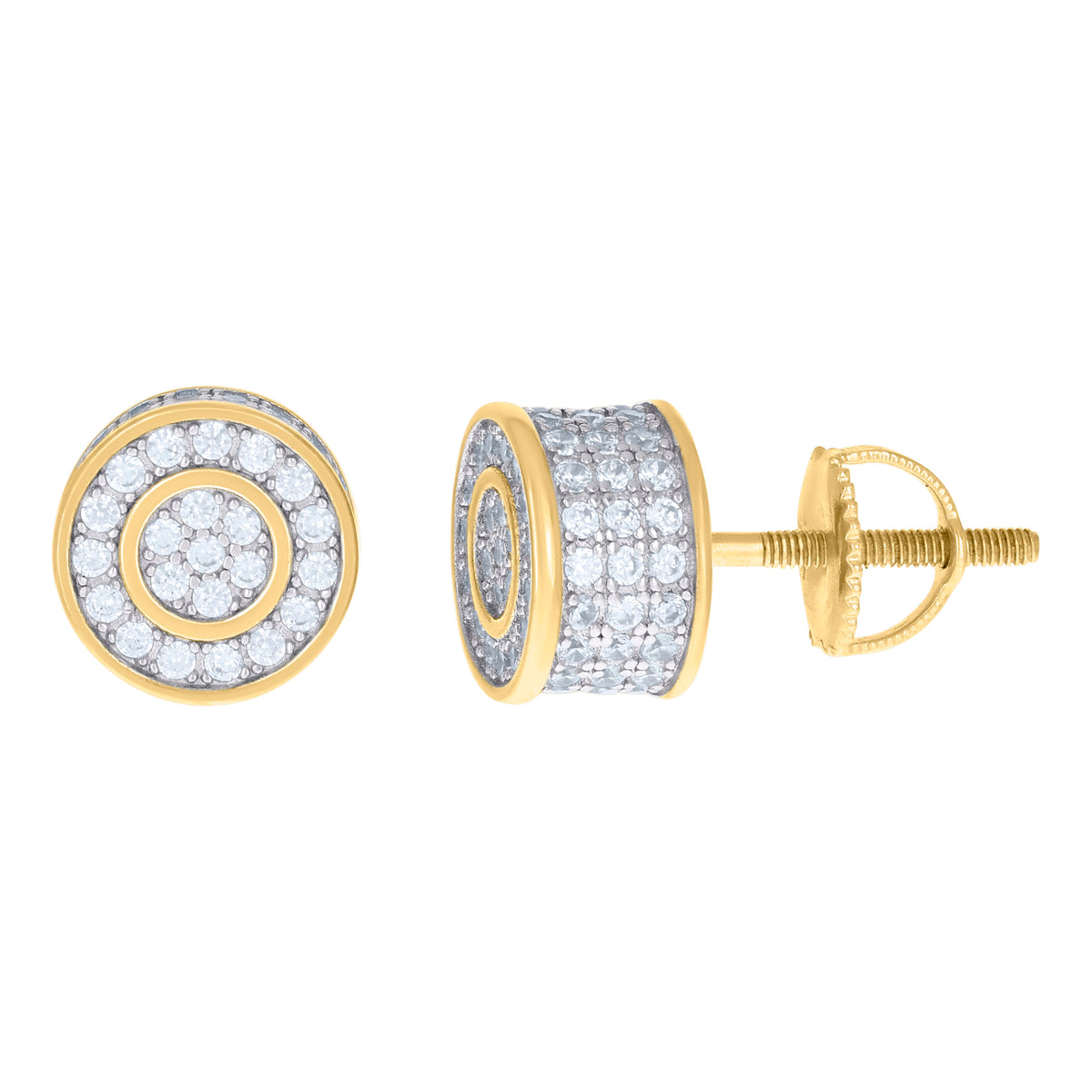 925 Sterling Silver Yellow-Tone Womens Cubic Zirconia Round Stud Earrings