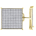 925 Sterling Silver Yellow-Tone Mens Cubic Zirconia Square Stud Earrings