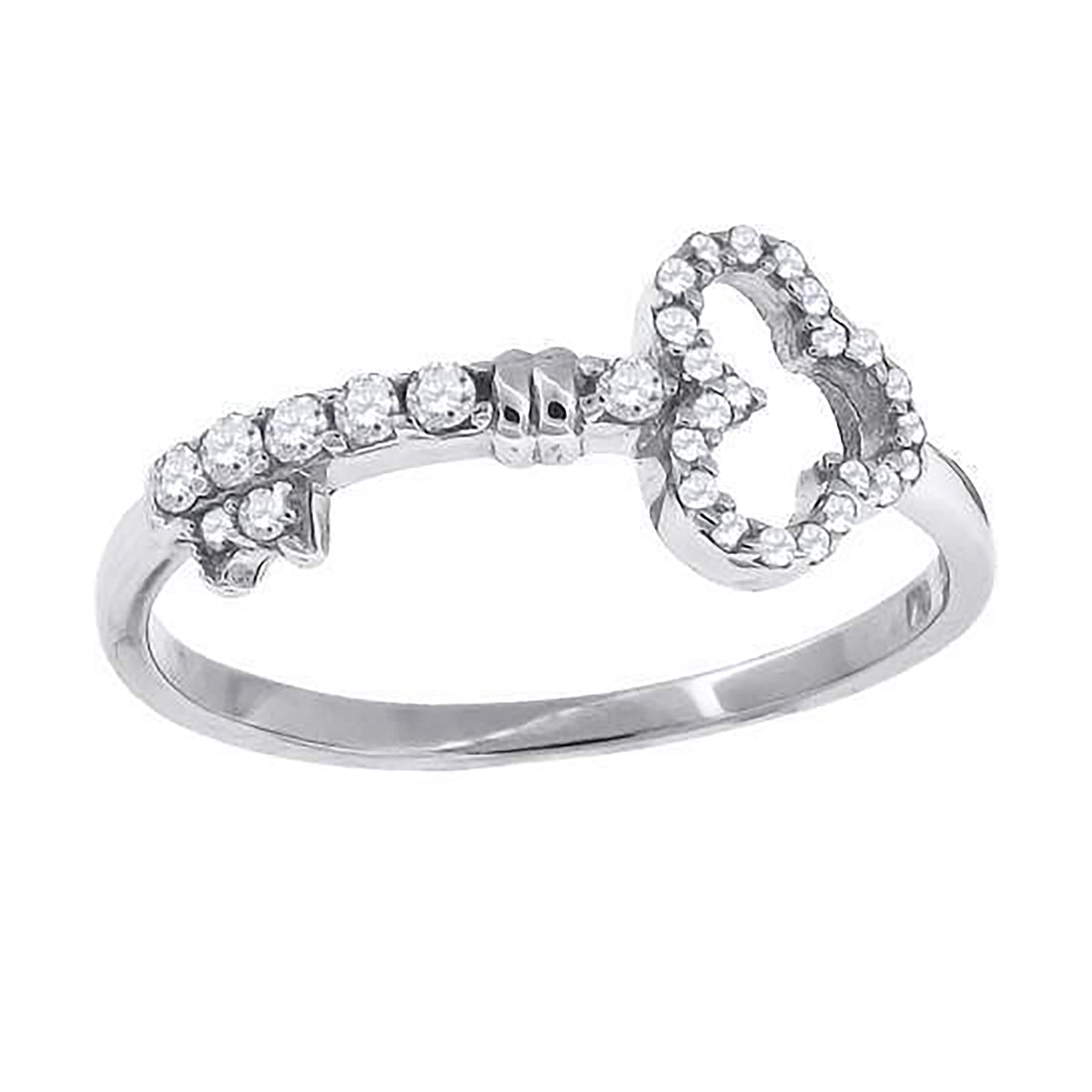 925 Sterling Silver Womens Cubic Zirconia Key Ring
