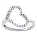 925 Sterling Silver Womens Cubic Zirconia Heart Ring