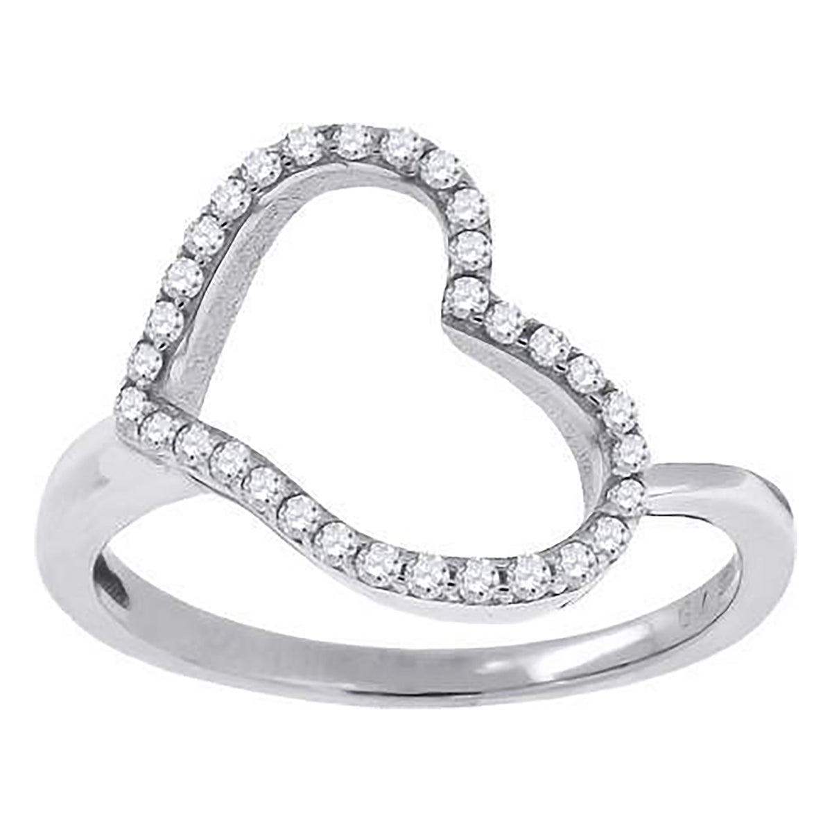 925 Sterling Silver Womens Cubic Zirconia Heart Ring
