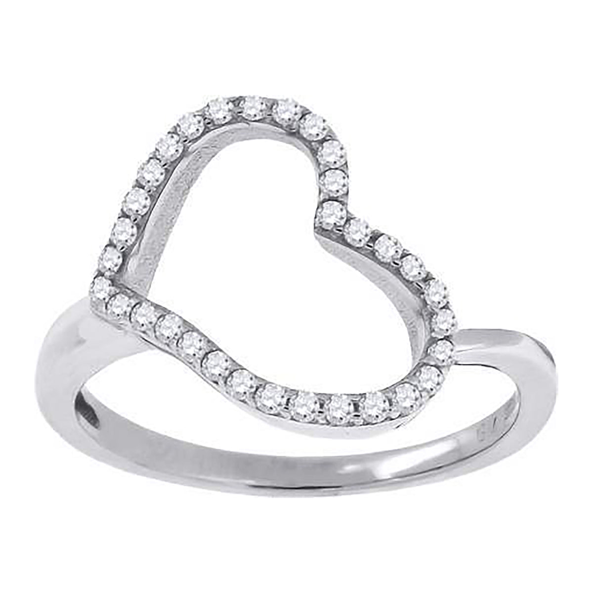 925 Sterling Silver Womens Cubic Zirconia Heart Ring Size 8