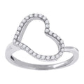 925 Sterling Silver Womens Cubic Zirconia Heart Ring Size 9