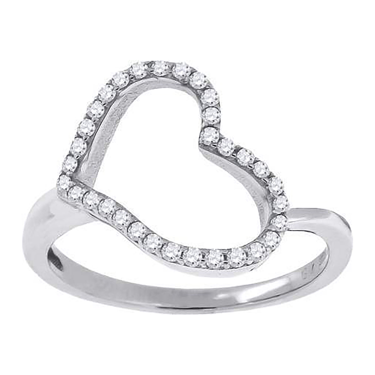925 Sterling Silver Womens Cubic Zirconia Heart Ring Size 9