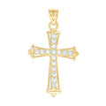 10K Yellow Gold Unisex Cubic Zirconia Cubic-Zirconia Cross Religious Charm Pendant